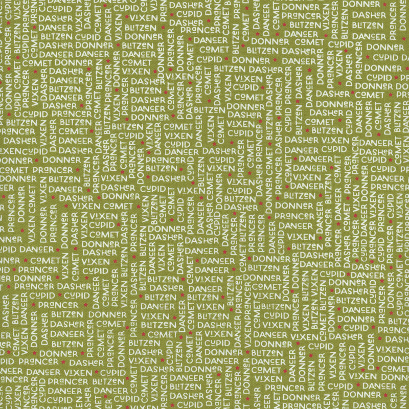 green fabric that features packed names arranged perpendicular to one another, written in white letters.