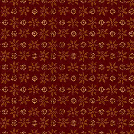 maroon fabric featuring floral elements