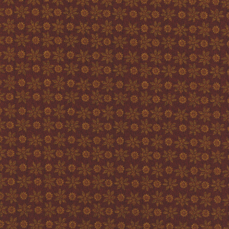 maroon fabric featuring floral elements