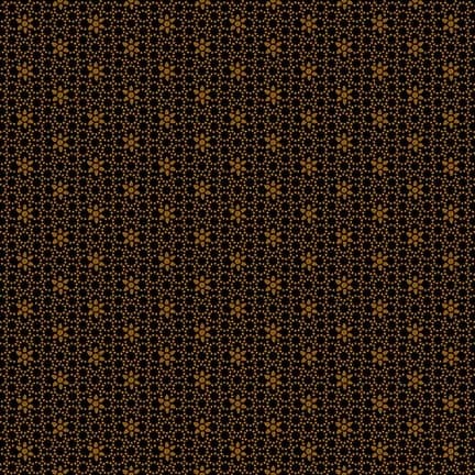 dark brown fabric featuring a packed circular design and a floral pattern