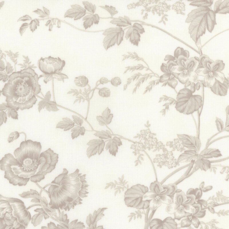 Delicate floral motifs on cream and beige tonal fabric