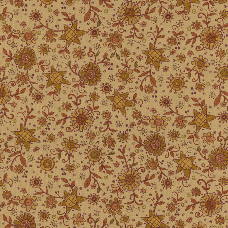 cream fabric featuring leaves, and flowers