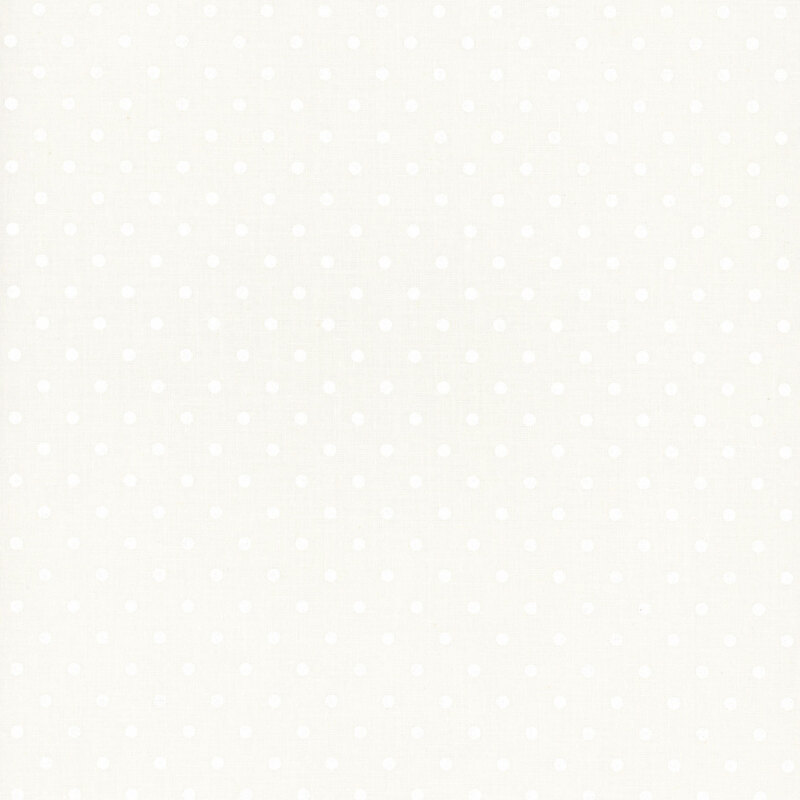 White fabric with white polka dots