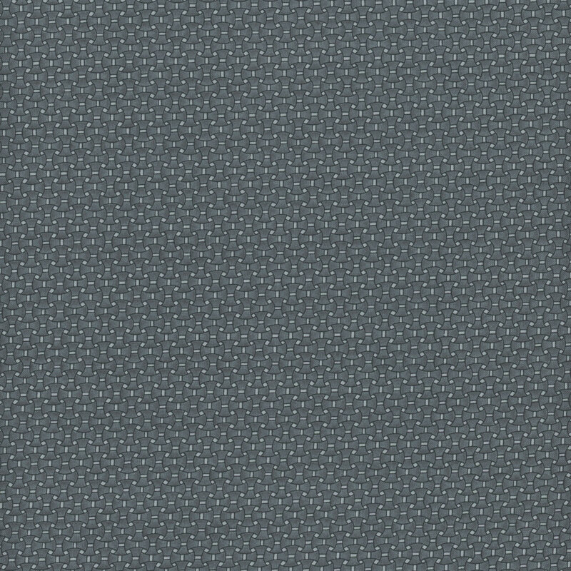 dusty blue fabric with a modern geometric woven design