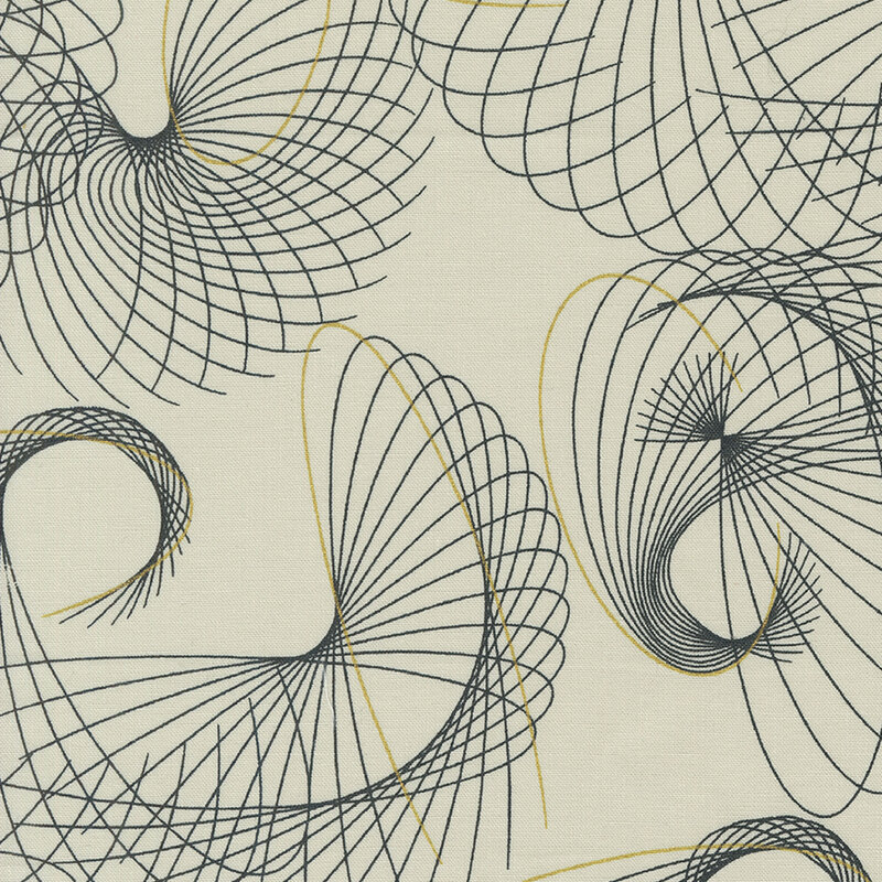 Black fractal design featuring gold metallic accents against a neutral ecru background
