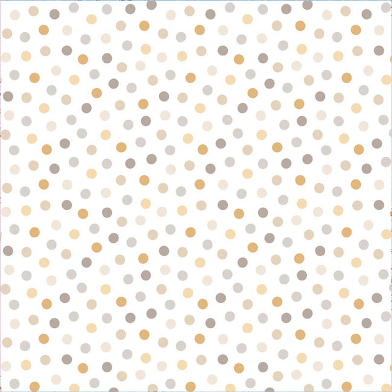Cream fabric featuring whimsical dots in yellow, mustard, gray, beige, and taupe for a confetti-like effect.