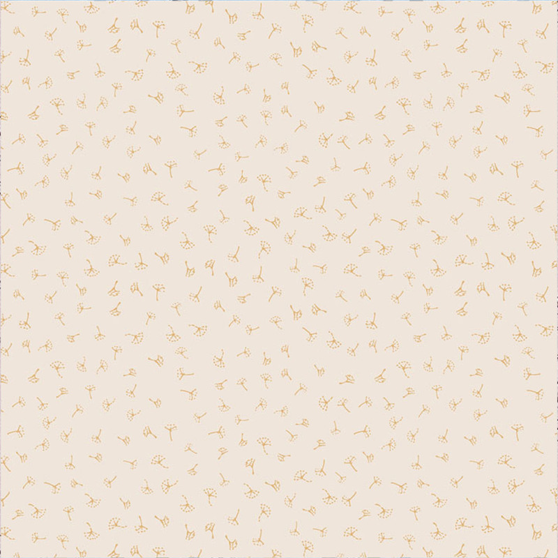 Beige fabric featuring tossed tonal dandelion seeds.