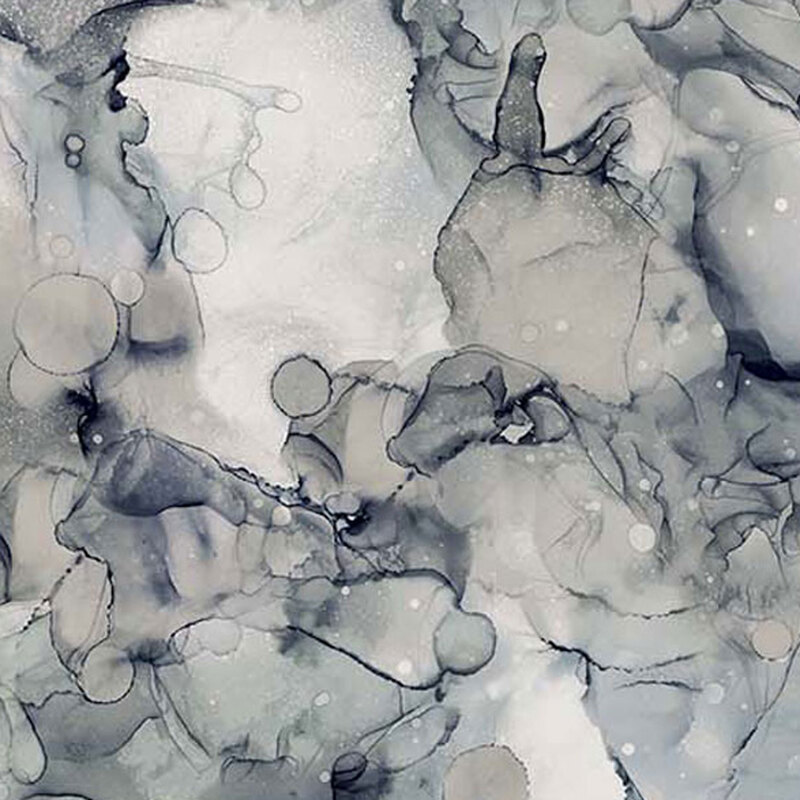 This fabric features a watercolor print in shades of gray and white with a splash of blue-gray.