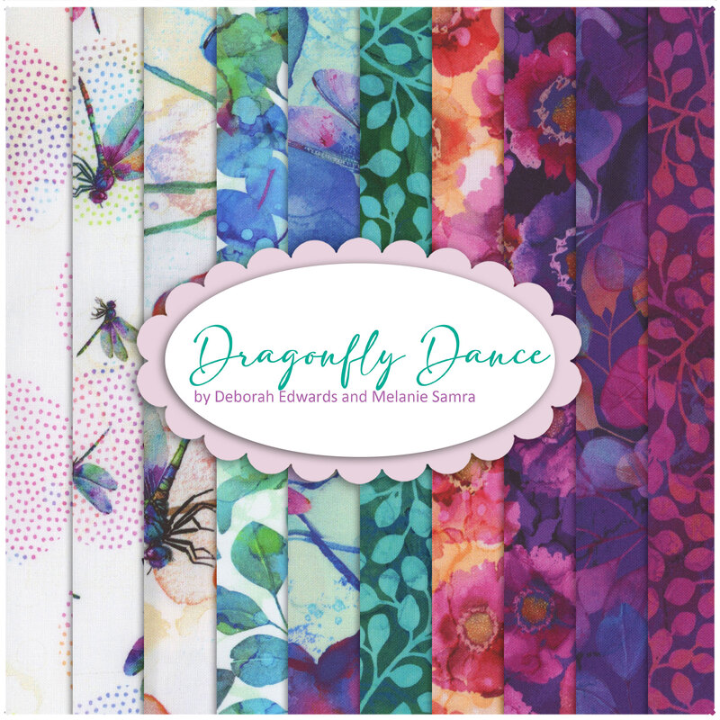 Collage image of fabrics in the Dragonfly Dance collection