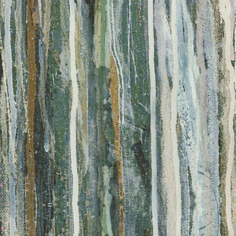 gorgeous muted fabric featuring watercolor striping in cream, beige, green, grey, and teal