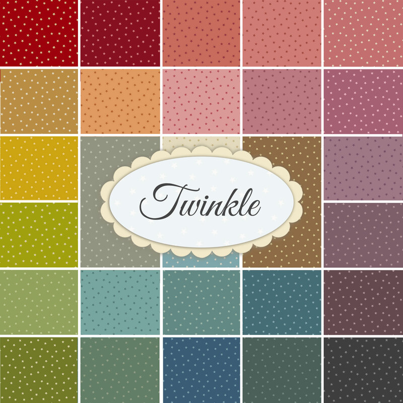 Collage of fabrics in twinkle featuring various colors
