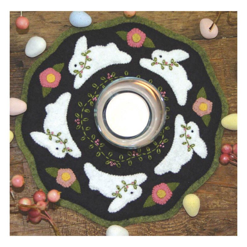 photos of bunnies candle mat pattern featuring bunnies and flowers