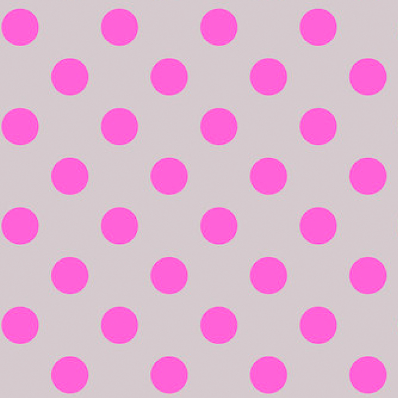 light gray fabric with neon pink polka dots