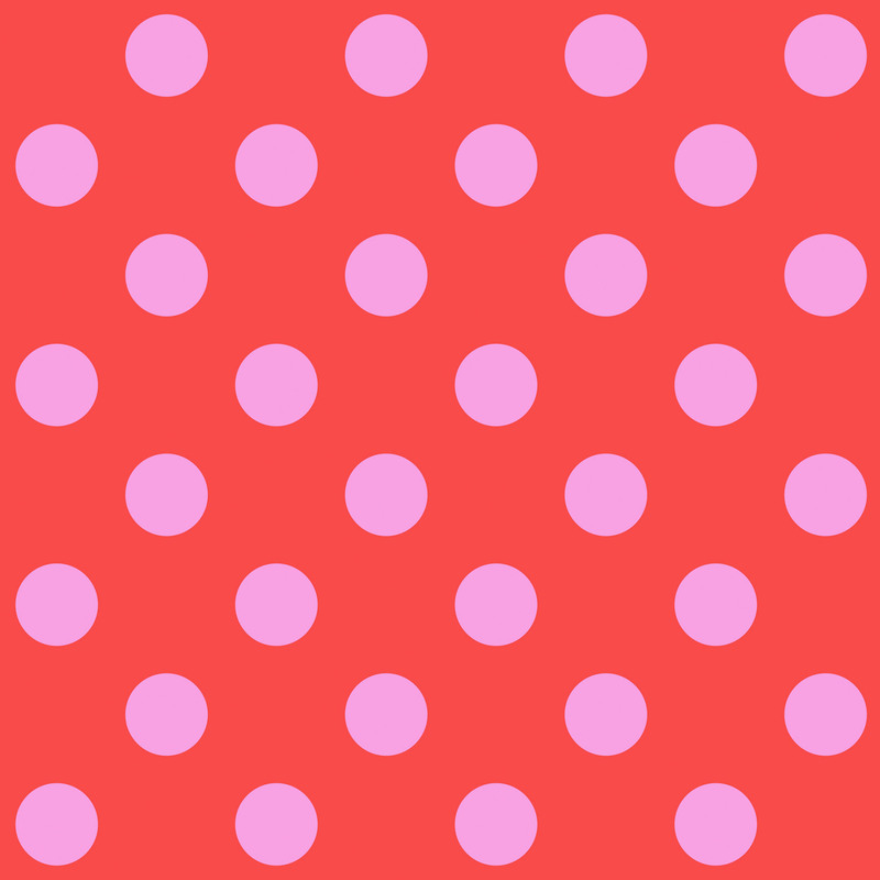 vivid red fabric with neon pink polka dots
