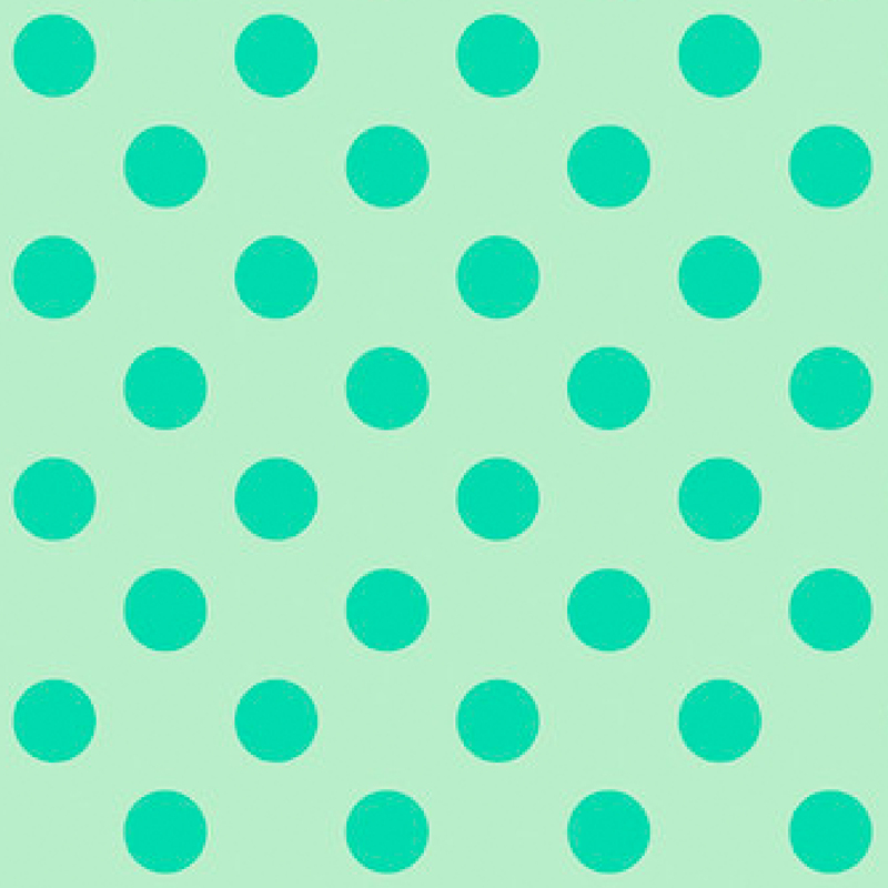 vivid aqua green fabric with neon teal polka dots