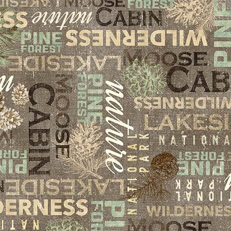 Brown fabric featuring wilderness sayings