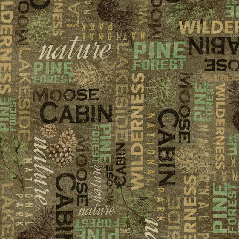 Brown fabric featuring wilderness sayings