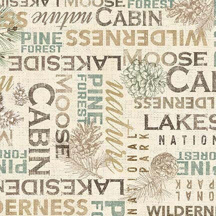 cream fabric featuring wilderness sayings