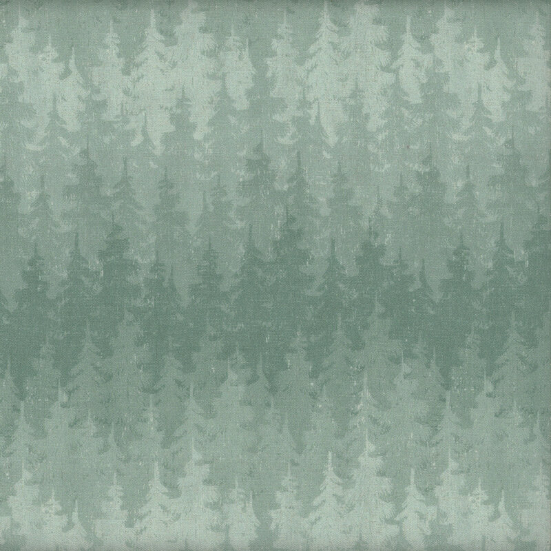 light blue fabric featuring textured trees