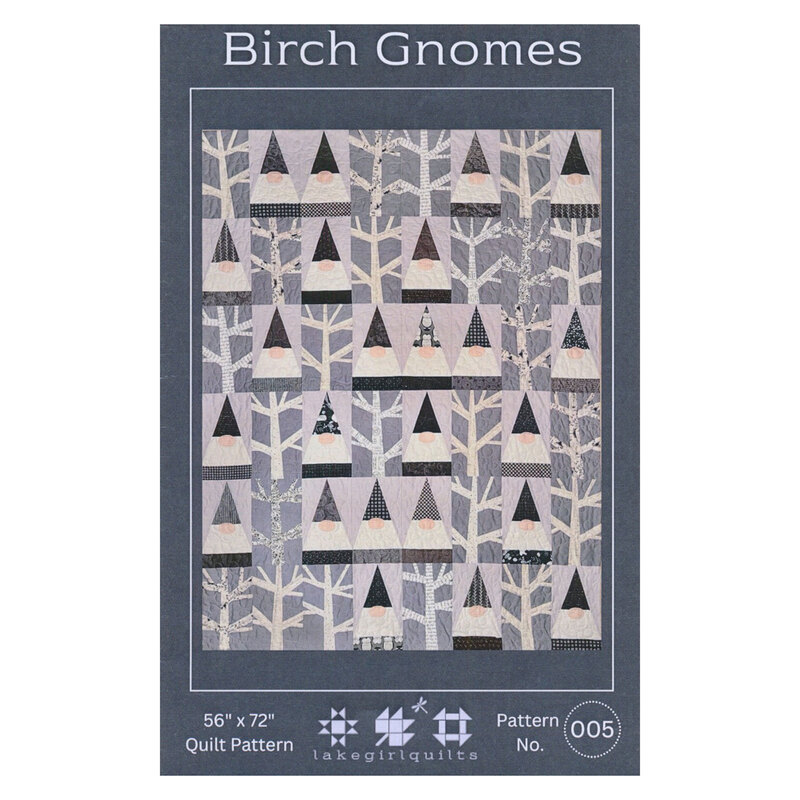 photo of Birch Gnomes quilt pattern featuring trees and gnomes