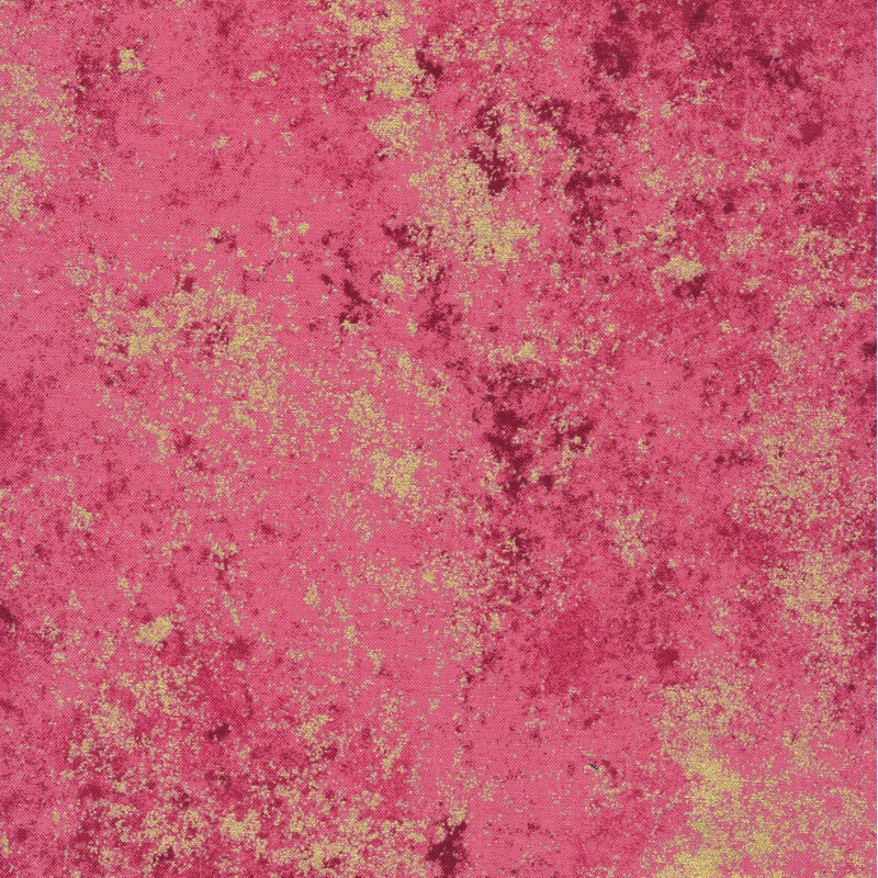 Azalea pink fabric mottled with metallic gold accents.