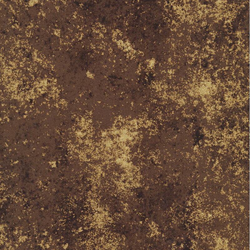 Rich brown fabric mottled with metallic gold accents.