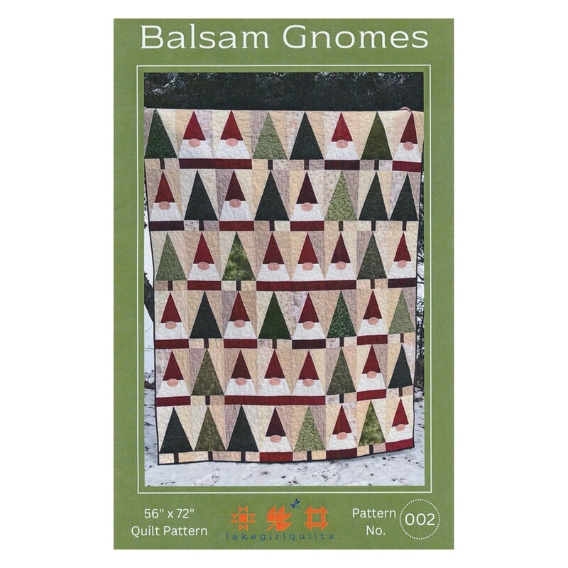 photo of Balsam Gnomes quilt pattern featuring trees and gnomes