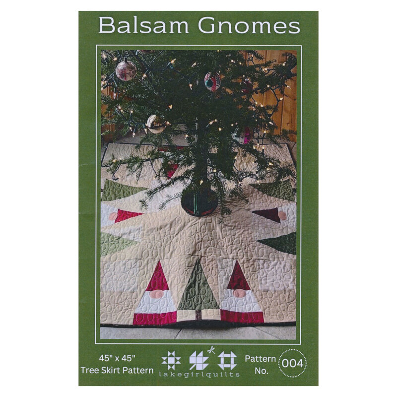 photo of Balsam Gnomes tree skirt pattern featuring trees and gnomes