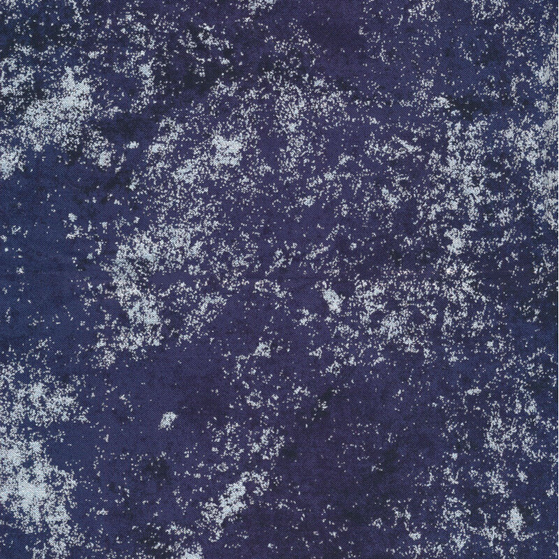 Deep blue fabric mottled with metallic silver accents.