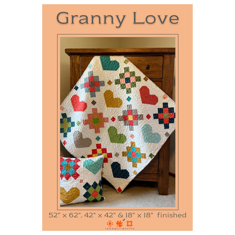 photo of Granny Love quilt pattern featuring granny squares and heart blocks