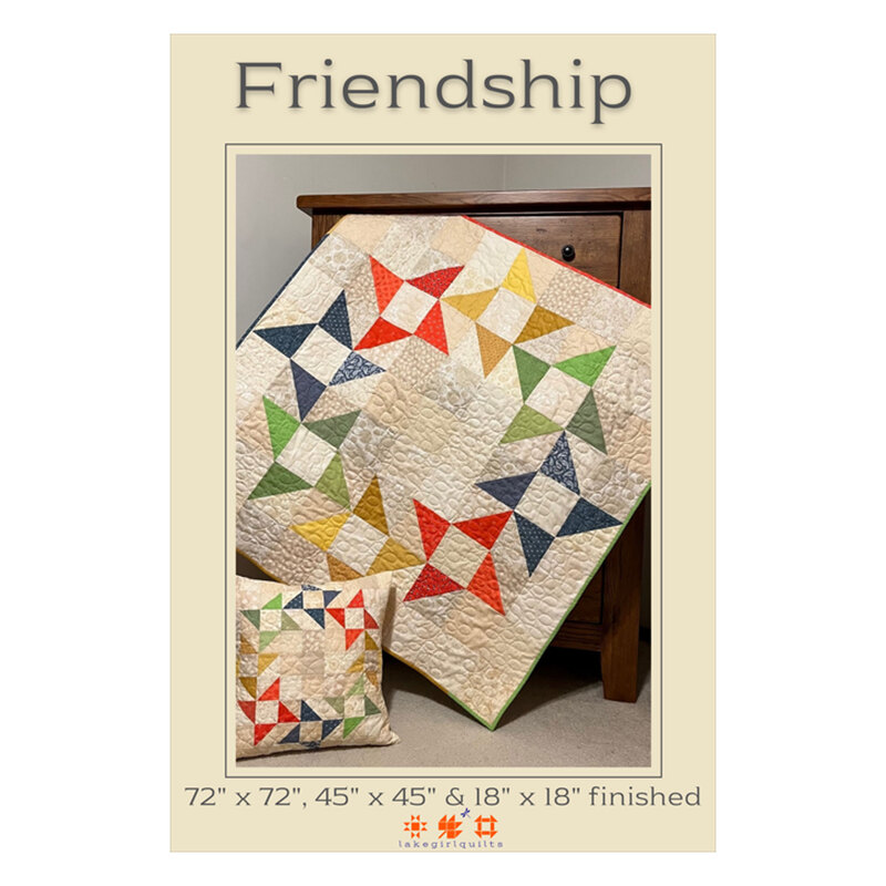 photo of Friendship quilt pattern featuring half square triangle blocks