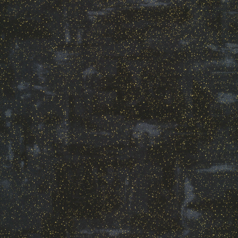 gorgeous black fabric featuring tonal block texturing and fine metallic gold speckling