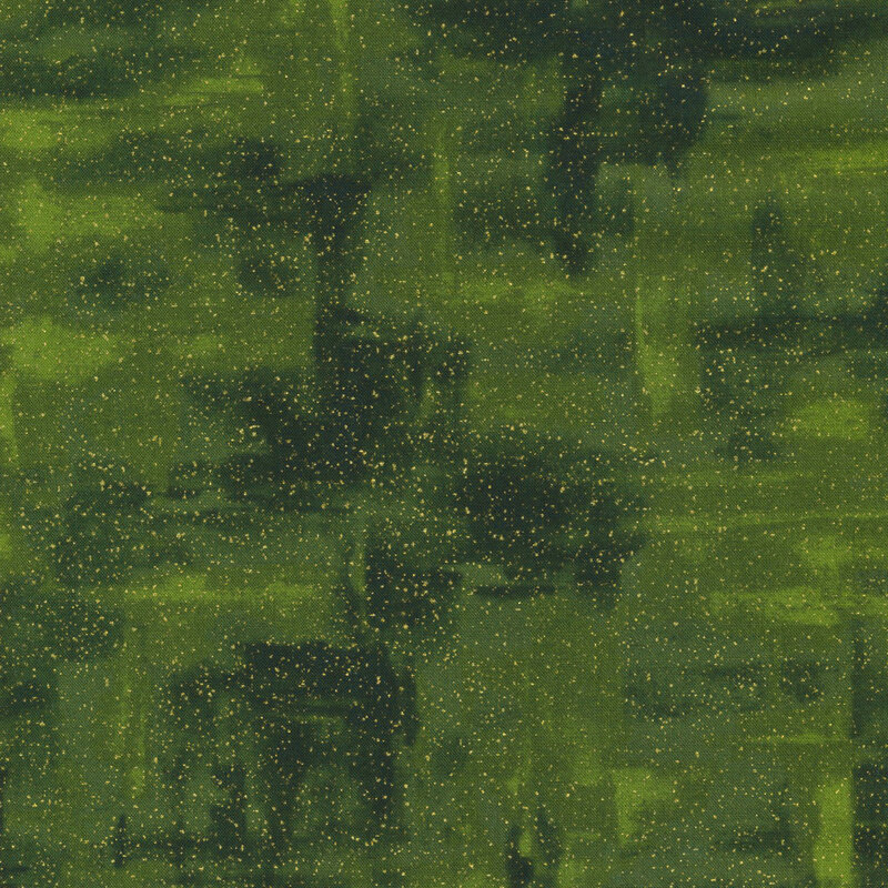 gorgeous green fabric featuring tonal block texturing and fine metallic gold speckling