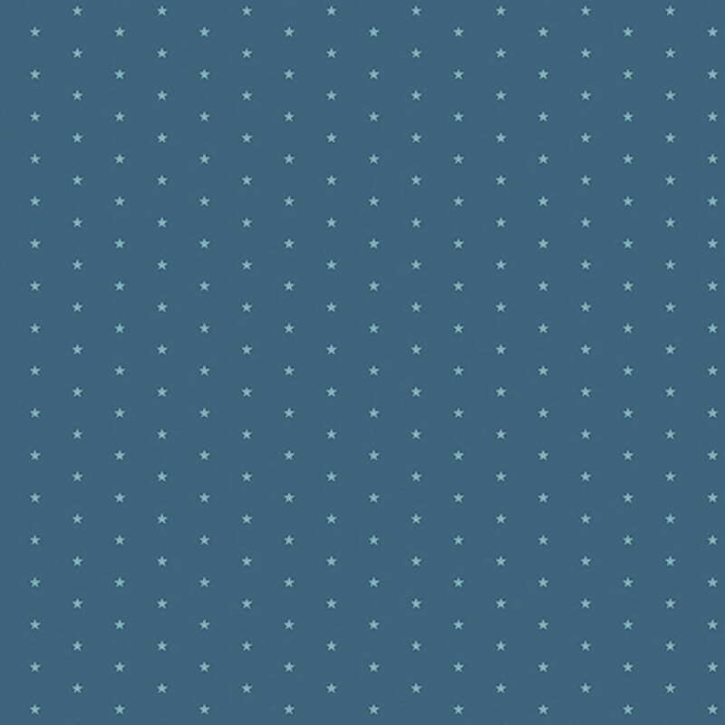 Aegean blue fabric with a pattern of tiny stars in a row