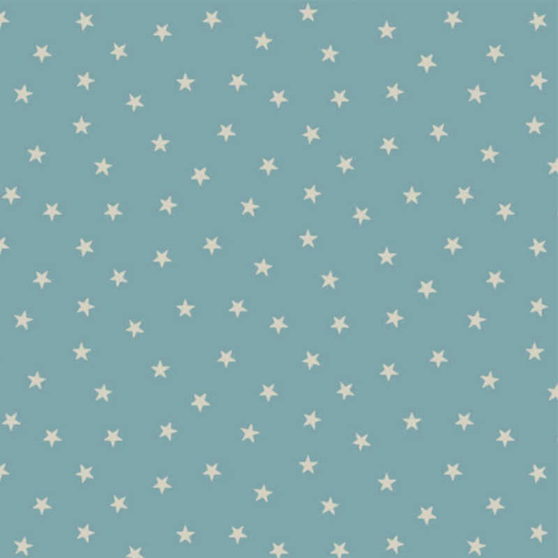powder blue fabric with a pattern of tiny stars in a row