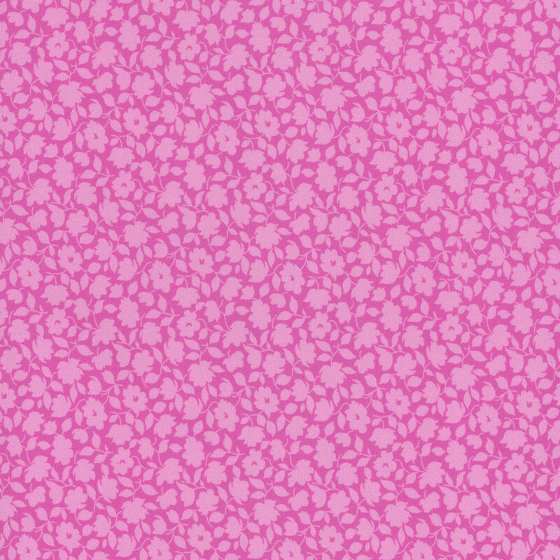 Fuchsia fabric, featuring light pink packed together floral silhouettes