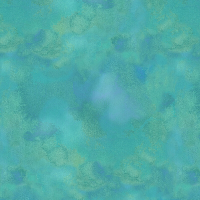 Deep aqua mottled fabric with a watercolor texture.