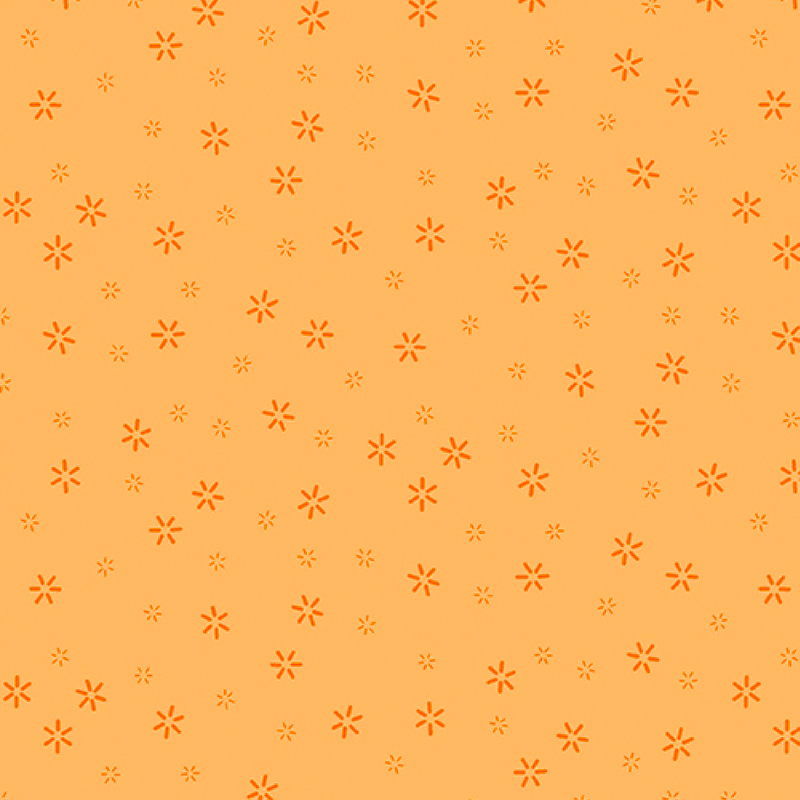 lovely orange fabric, featuring scattered dark orange simple flower motifs
