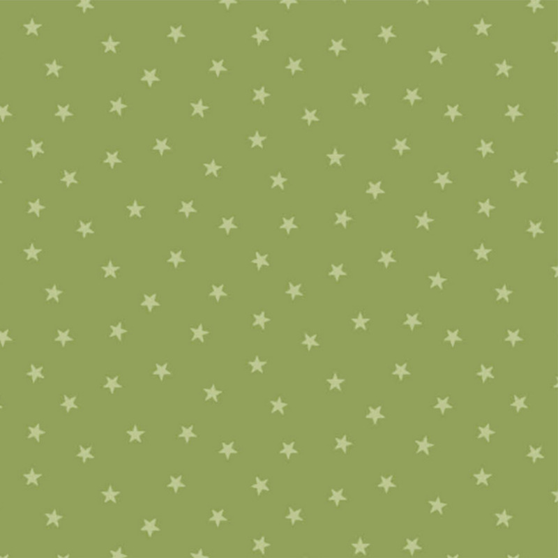 apple green fabric with a pattern of tiny stars in a row