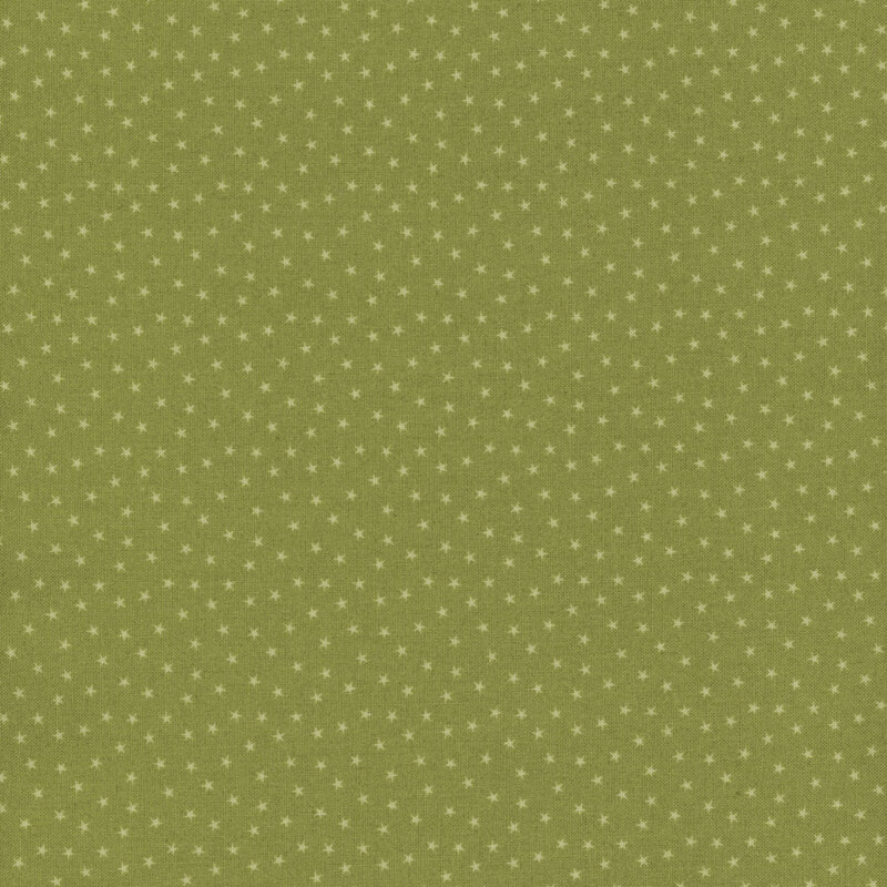apple green fabric with a pattern of tiny stars in a row