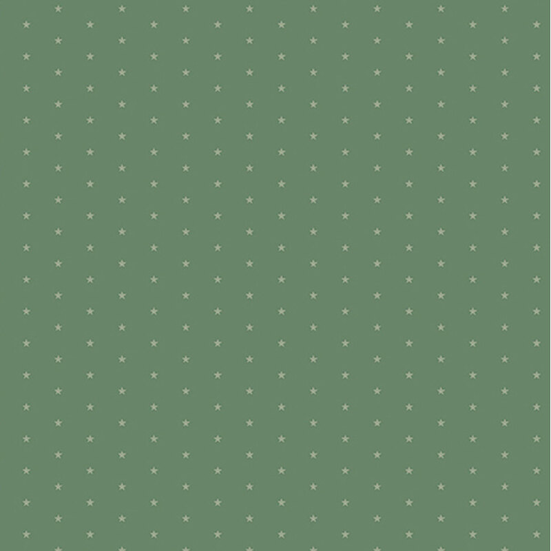 Sea green fabric with a pattern of tiny stars in a row