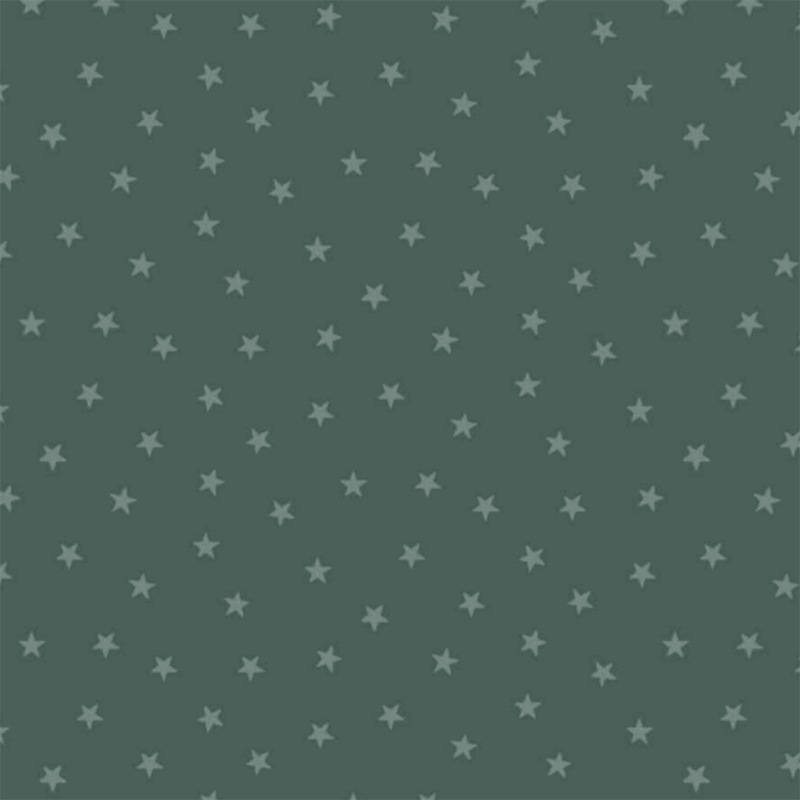 Pine green fabric with a pattern of tiny stars in a row