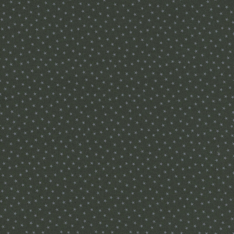 Pine green fabric with a pattern of tiny stars in a row