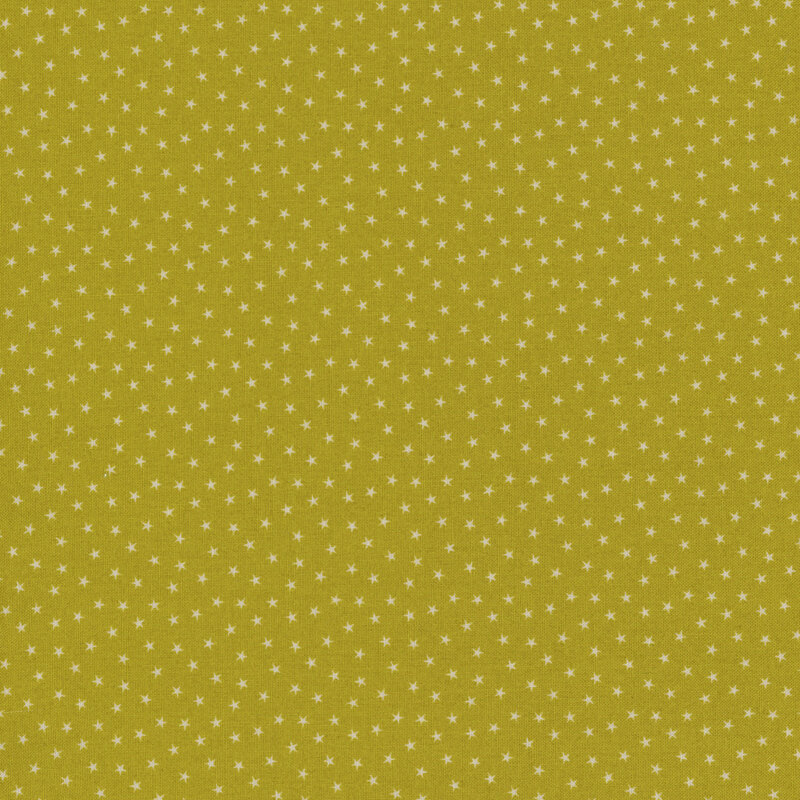 chartreuse fabric with a pattern of tiny stars in a row