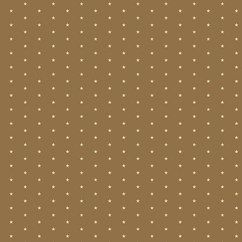 Peanut brown fabric with a pattern of tiny stars in a row
