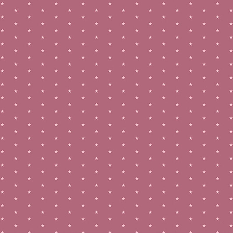mulberry fabric with a pattern of tiny stars in a row