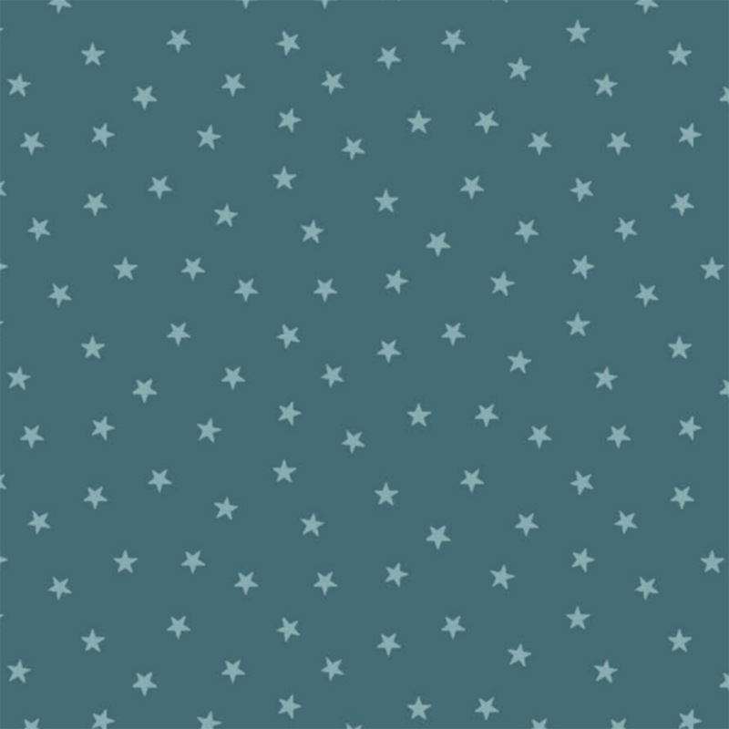 Teal fabric with a pattern of tiny stars in a row