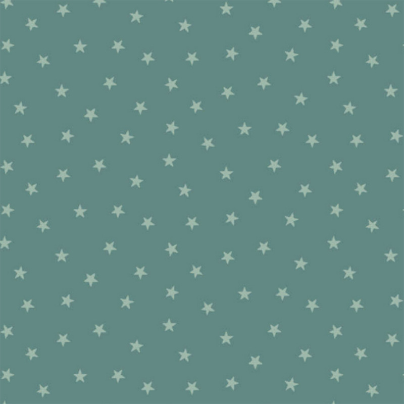 Dusty teal fabric with a pattern of tiny stars in a row
