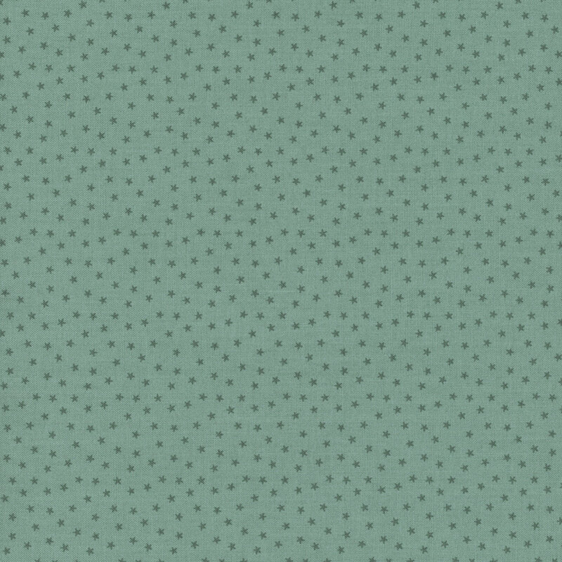 Aqua fabric with a pattern of tiny stars in a row