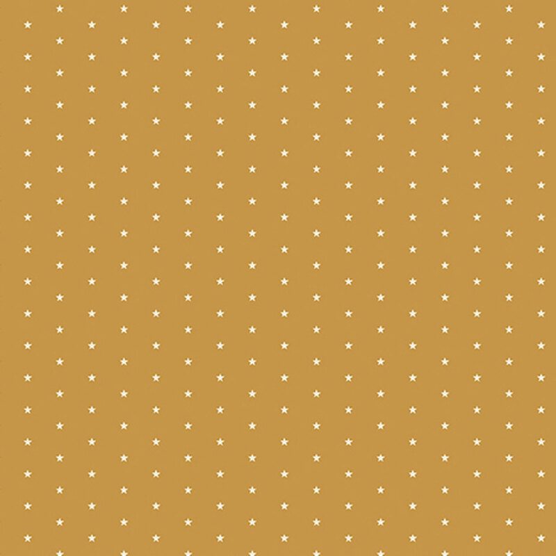 Honey yellow fabric with a pattern of tiny stars in a row